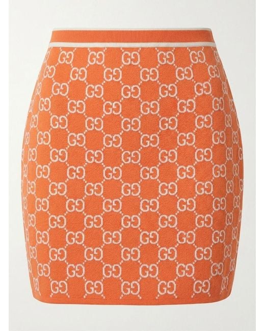 Gucci Orange Monogrammed Knit Skirt