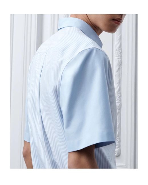 Dior Blue Short-Sleeved Shirt With Contrasting Details for men