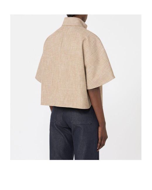 Max Mara Natural Button-Up Short-Sleeve Shirt