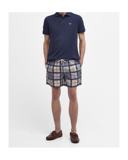 Barbour Gray Checked Swim Trunks for men