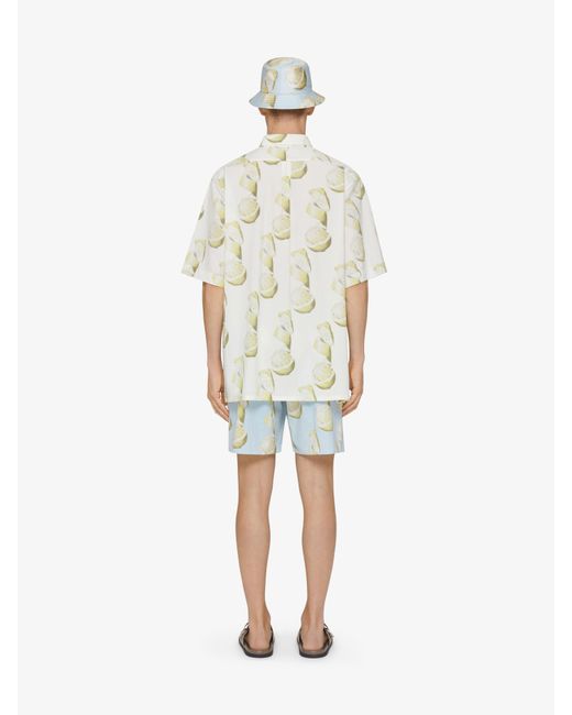 Givenchy White Lemon Print Short-Sleeved Shirt for men