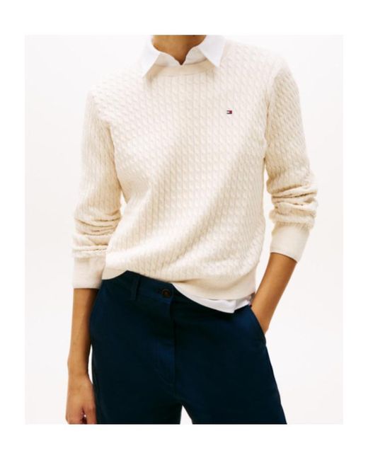 Tommy Hilfiger White Cable-Knit Sweater