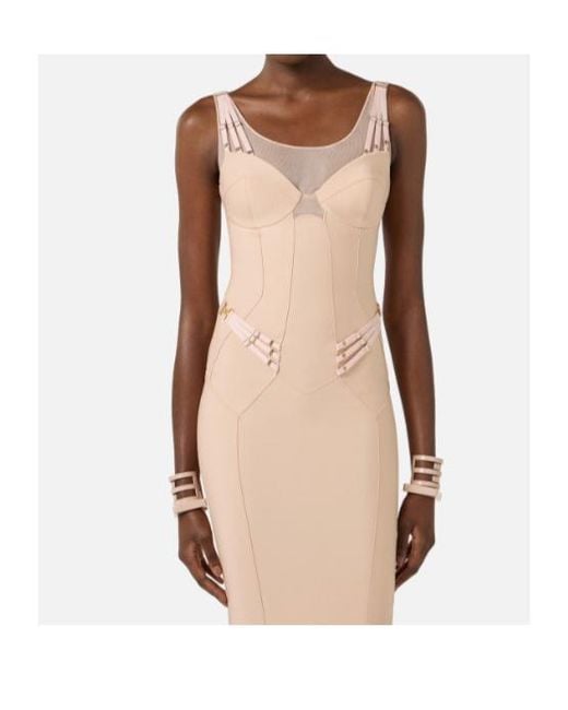 Elisabetta Franchi Multicolor Sheer Panel Corset Dress