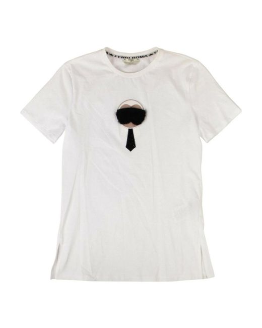 Fendi White X Karl Lagerfeld T-Shirt With Round Neck