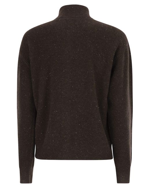 Peserico Black Button-Up High Neck Cardigan