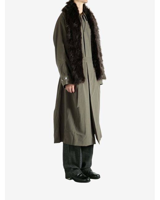 Magliano Green Faux-Fur Panelled Coat for men