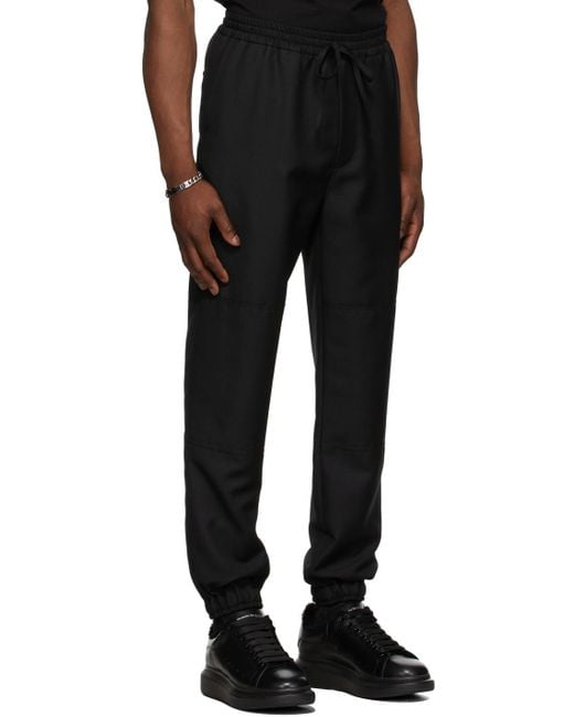 McQueen Black High-Waist Straight Leg Trousers for men