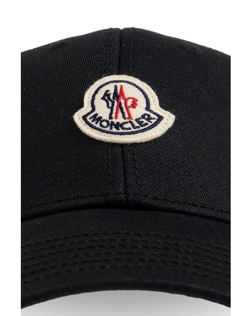 Moncler Black Gabardine Logo Patch Baseball Cap