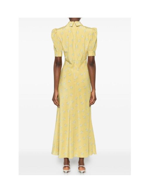 Alessandra Rich Yellow Floral Button-Front Dress