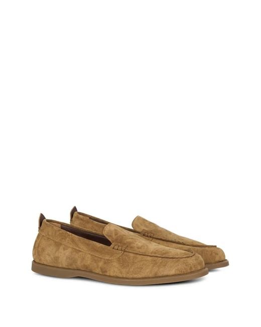 Etro Brown Printed Suede Slip-On Shoes for men