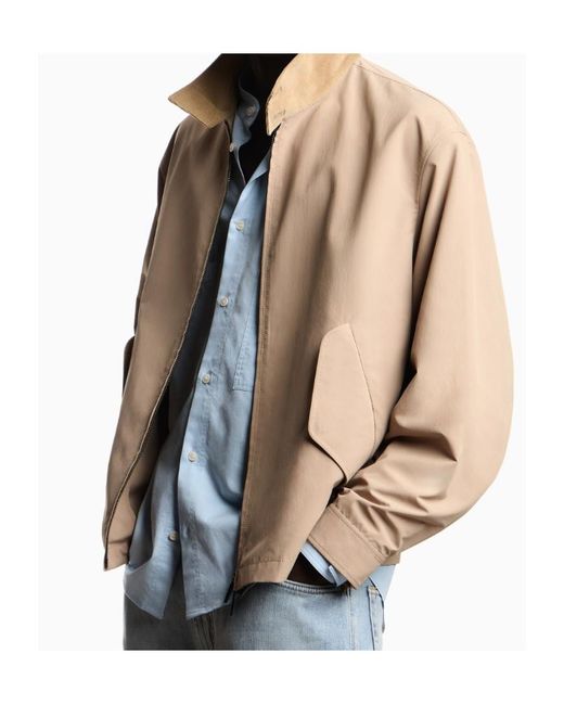 Emporio Armani Natural Corduroy-Collar Zip-Up Bomber Jacket for men