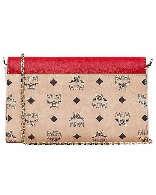 MCM Red Logo Flip Shoulder Bag