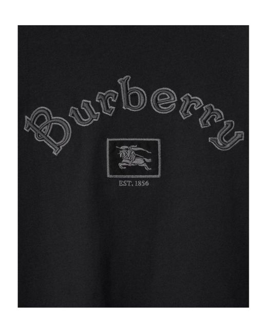 Burberry Black Gothic Logo Crewneck T-Shirt for men