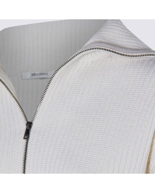 Max Mara White Nadar Quarter-Zip Knitted Jumper