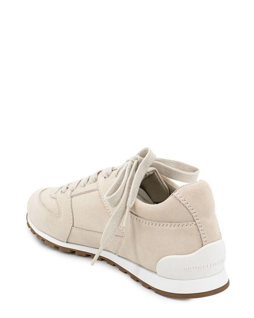 Brunello Cucinelli White Panelled Low-Top Sneakers