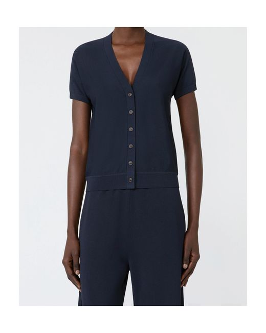 Max Mara Blue Viscose Crepe Cardigan