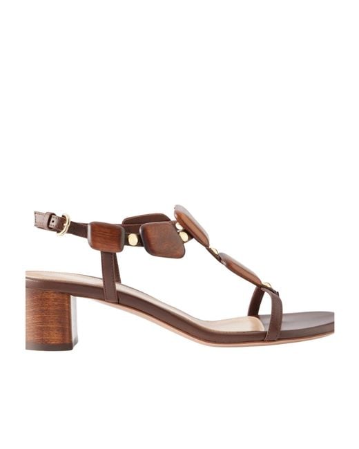 Gianvito Rossi Brown Munduk Wood-Embellished Heeled Sandals