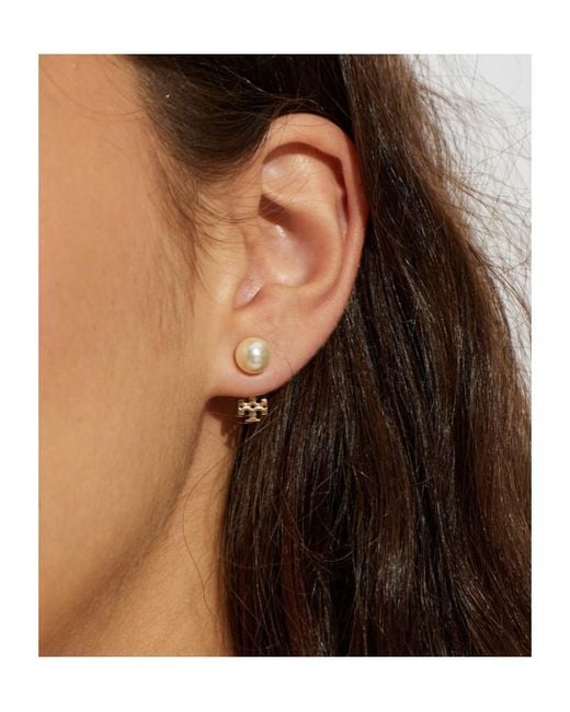 Tory Burch White Glass Bead Earrings