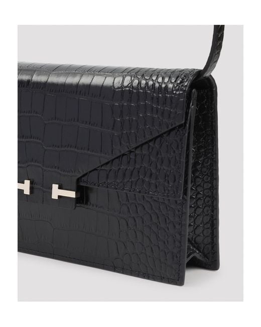 Tom Ford White Double T Embossed Shoulder Bag