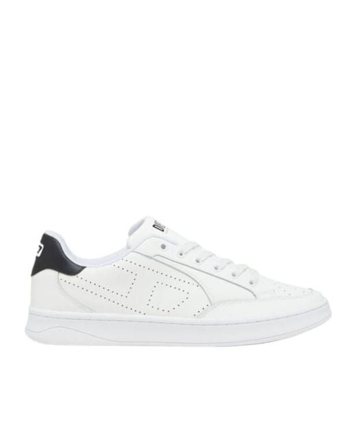 DIESEL White Leather Sneakers for men