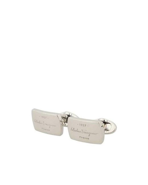 Ferragamo White Geometric Cufflinks for men