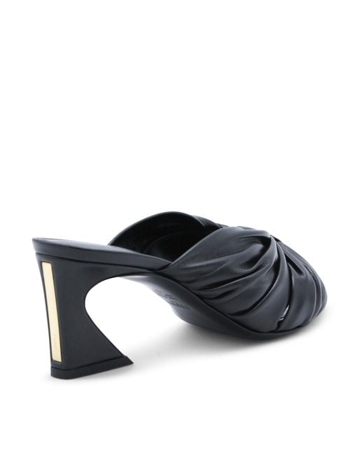 Fendi Black Bow-Detailed Gathered Heeled Sandals