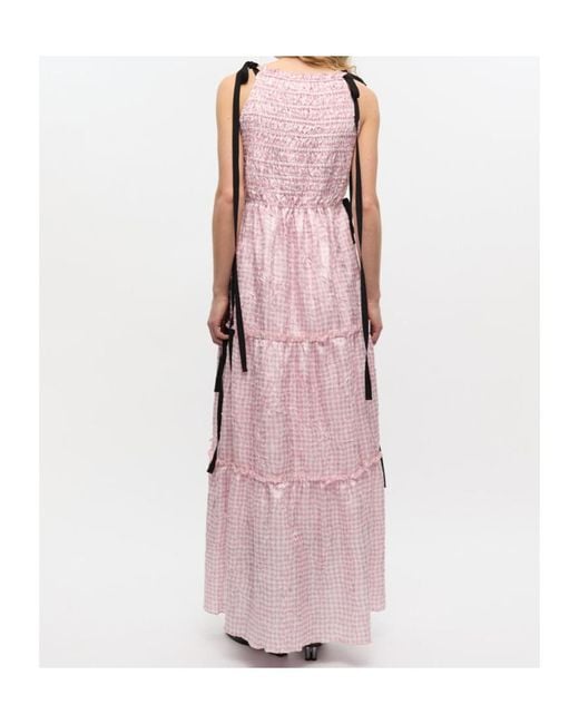 Ganni Pink Dress With A Check Pattern
