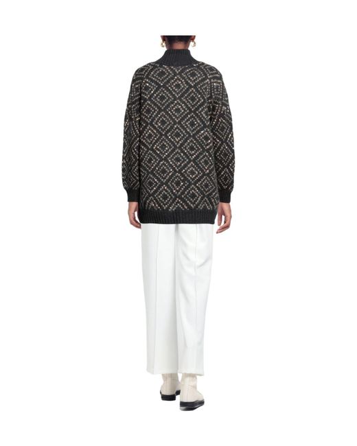 Brunello Cucinelli Black Argyle Knit Cardigan