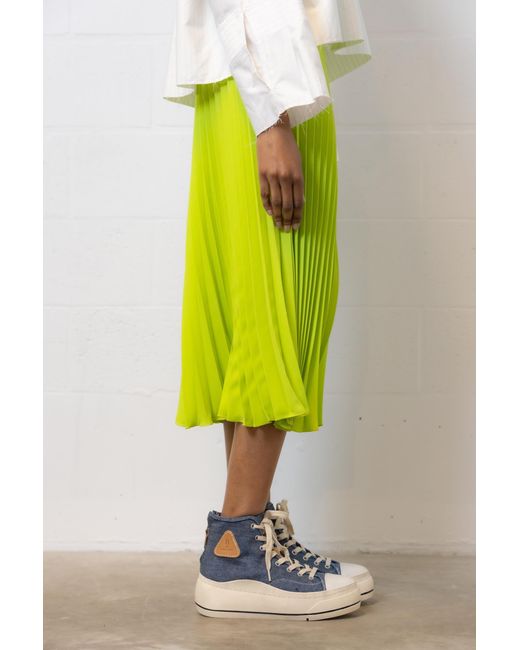 MM6 by Maison Margiela Green Pleated Crepe Midi Skirt