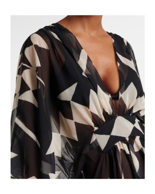 Johanna Ortiz Black Printed Georgette Maxi Dress