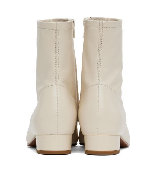 By Far White Este Square Toe Ankle Boots