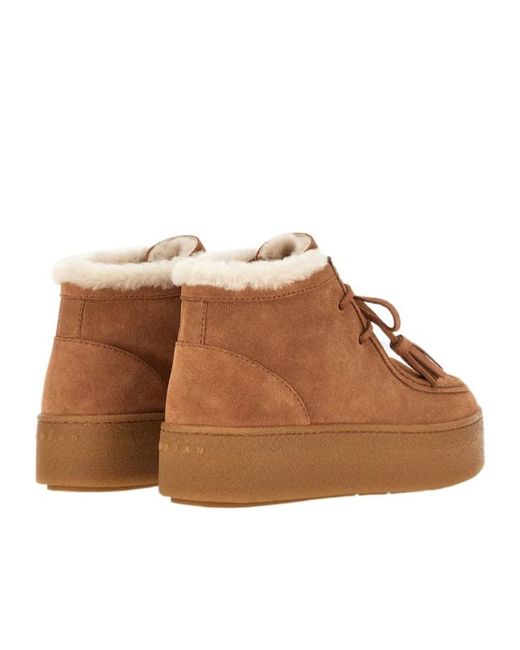 Hogan Brown Lace-Up Round Toe Boots
