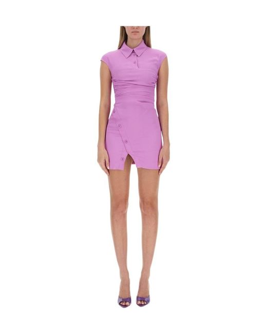 Moschino Pink Ruched-Bodice Polo Minidress