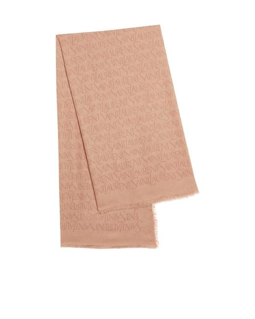 Saint Laurent White Logo-Monogrammed Modal-Blend Scarf