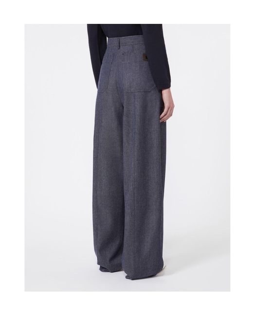Max Mara Blue Abetaia Creased Trousers