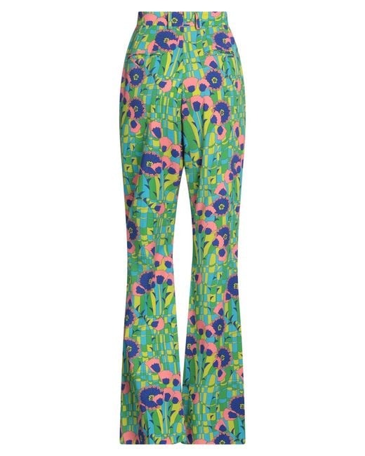 Dolce & Gabbana Green Printed Flared Pants