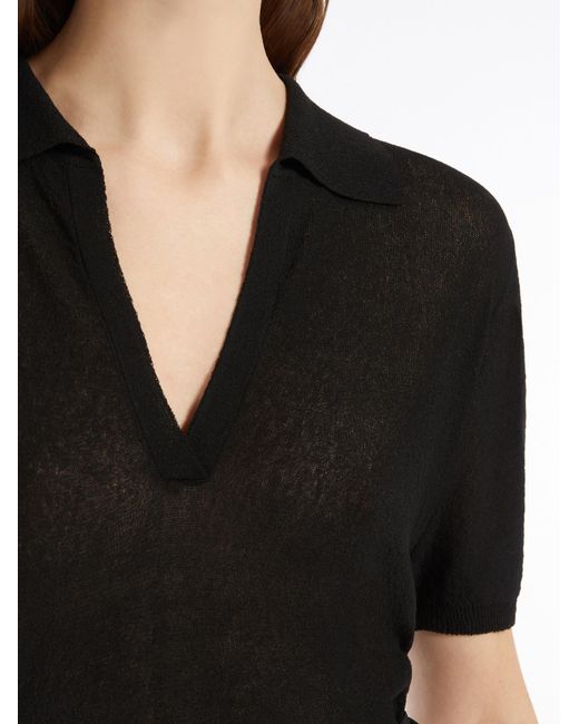 Max Mara Black Studio Casarsa V-Neck Knitted Polo Shirt
