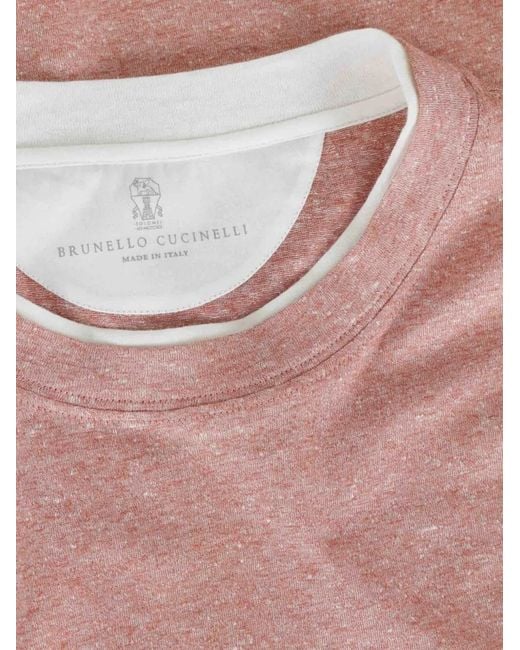 Brunello Cucinelli Pink Layered Effect Crewneck T-Shirt for men