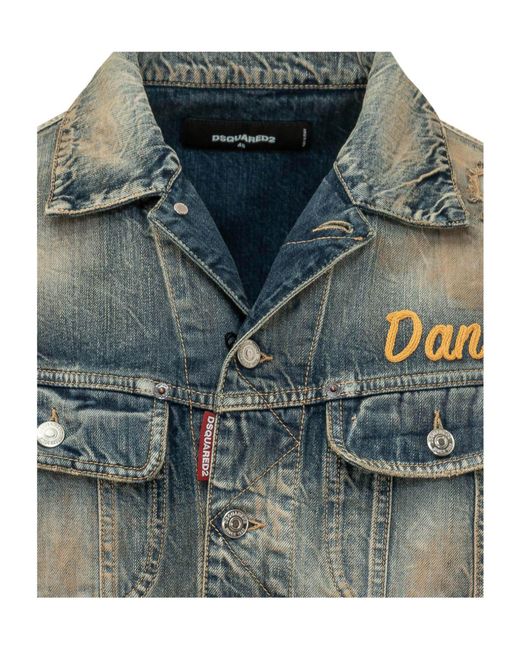 DSquared² Green Distressed Denim Jacket for men