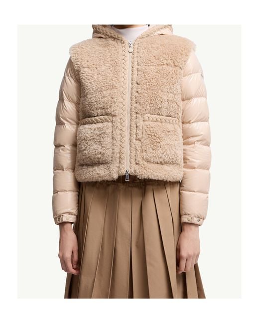 Moncler Natural Plantay Hooded Teddy Padded Jacket