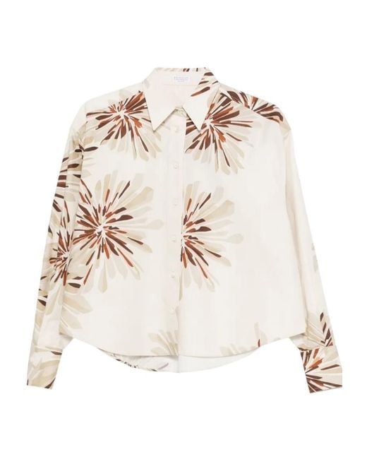 Brunello Cucinelli Natural Floral-Print Shirt