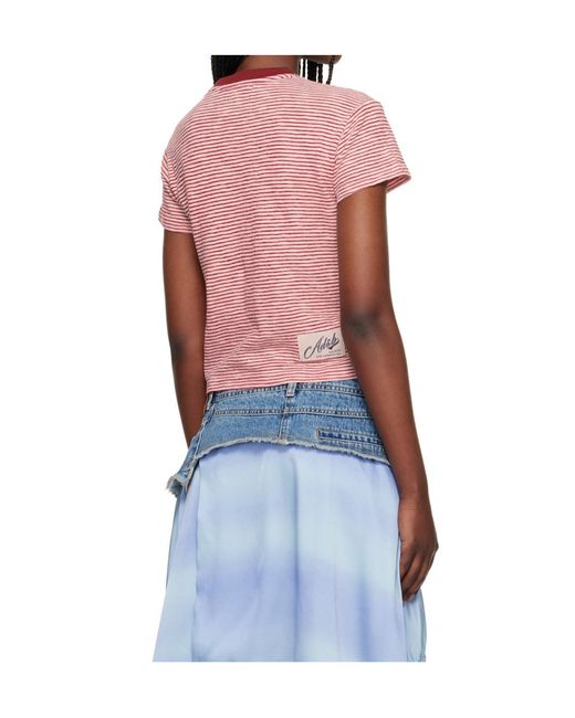 ANDERSSON BELL Pink Heart-Shaped Striped T-Shirt