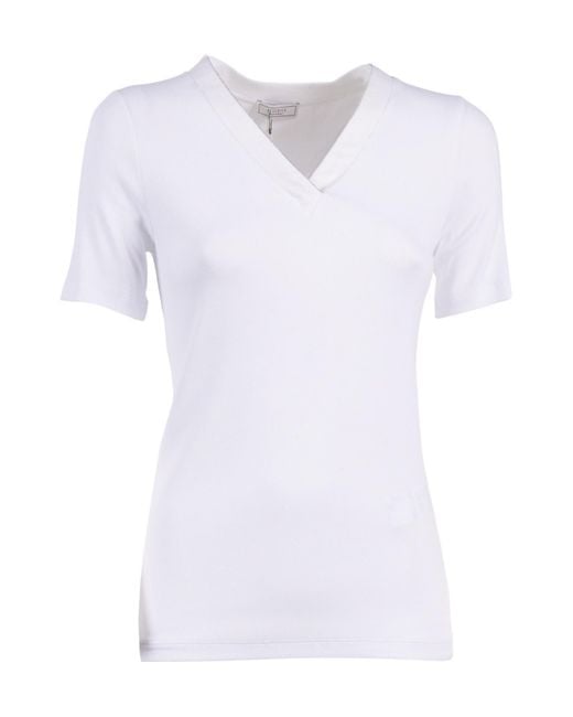 Peserico White Short-Sleeve V-Neck T-Shirt