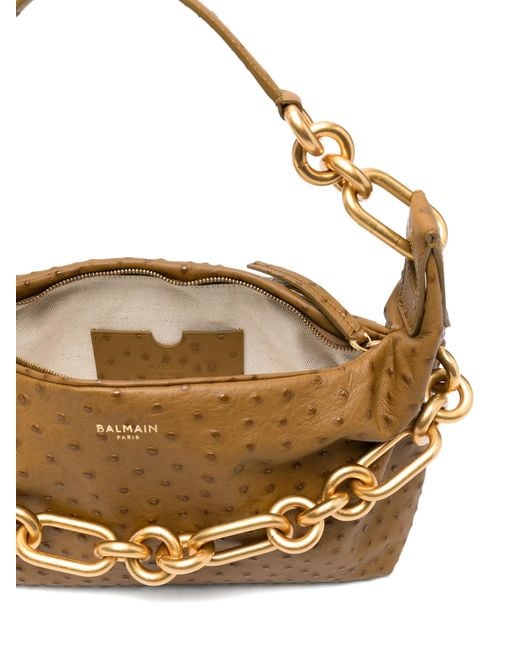 Balmain Metallic Chain-Strap Leather Shoulder Bag