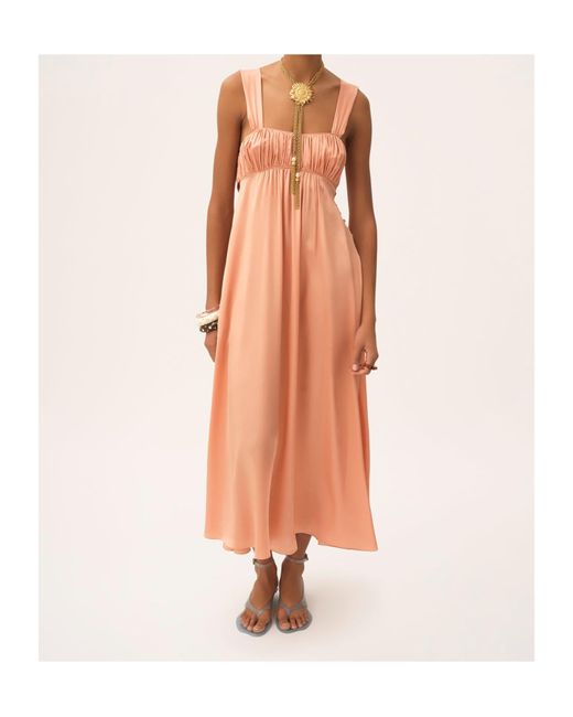 Chloé Pink Sleeveless Ruched Long Dress