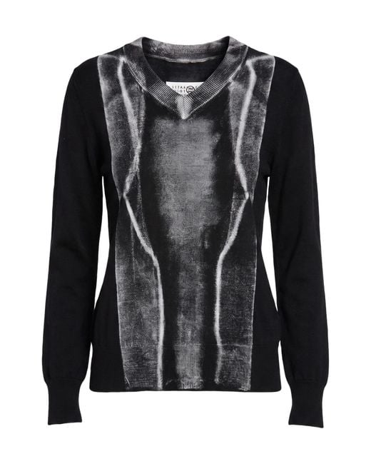 MM6 by Maison Margiela Black Color Block Jumpers