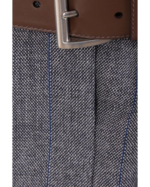 Prada Gray Pinstriped Belted Mini Skirt