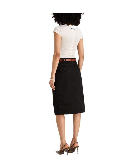 Saint Laurent Black Simple Solid-Color A-Line Skirt