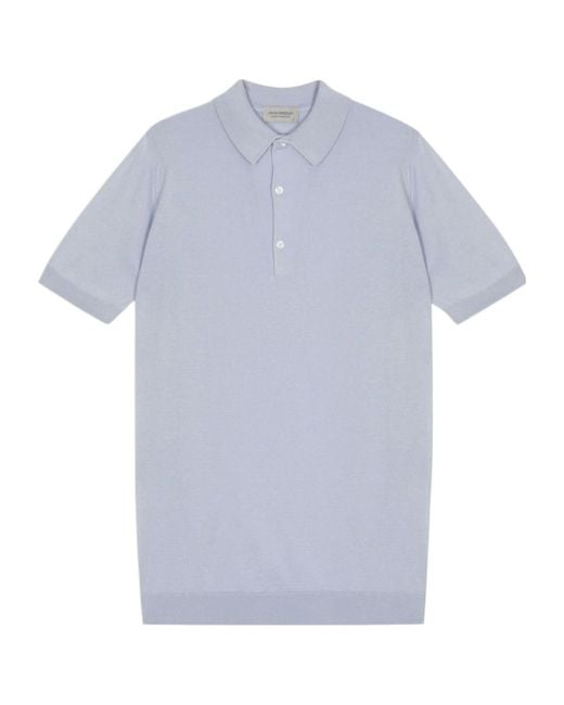 John Smedley Blue Adrian Short-Sleeve Polo Shirt for men