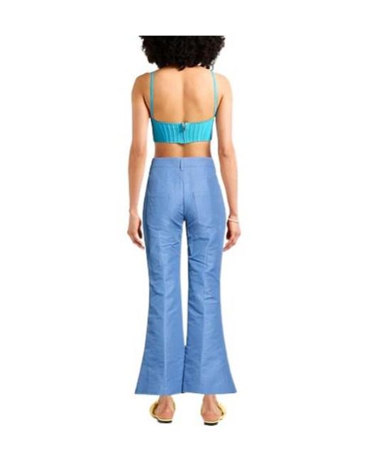 Marni Blue Solid Flare Pants